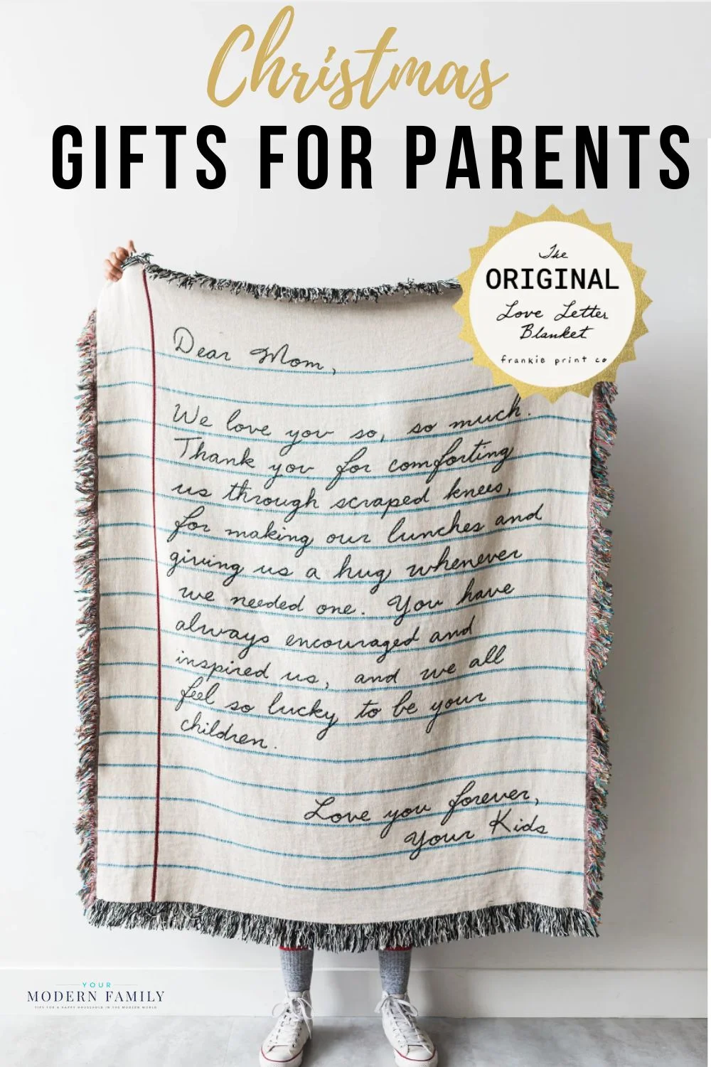 christmas gift idea for parents who have everything - handwritten blanket
