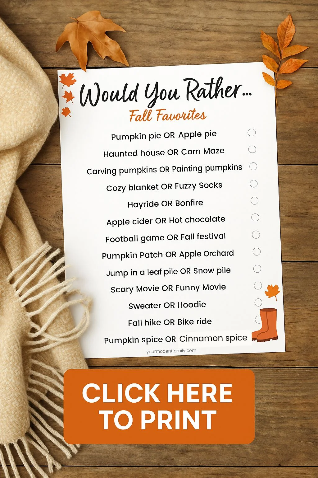 Fall-themed 'This or That' Game