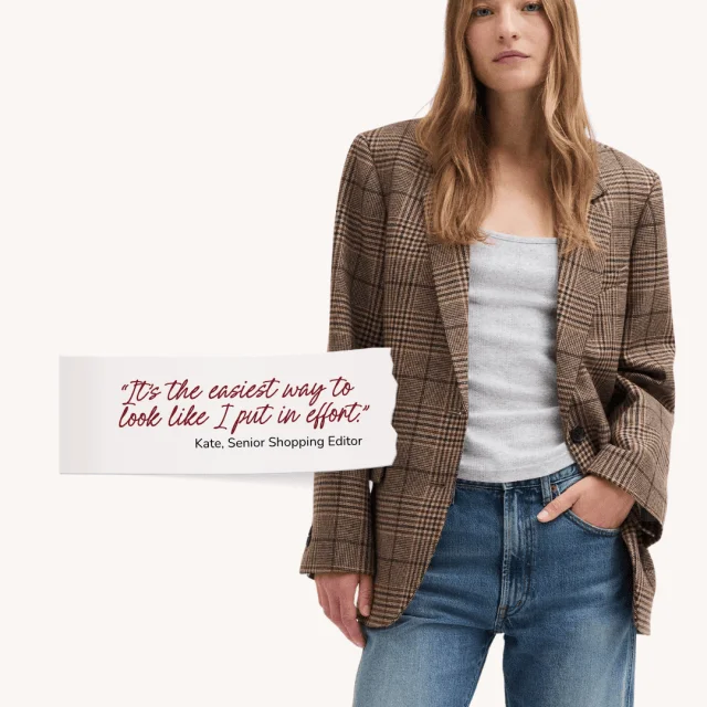 Fall wardrobe staples Madewell plaid blazer