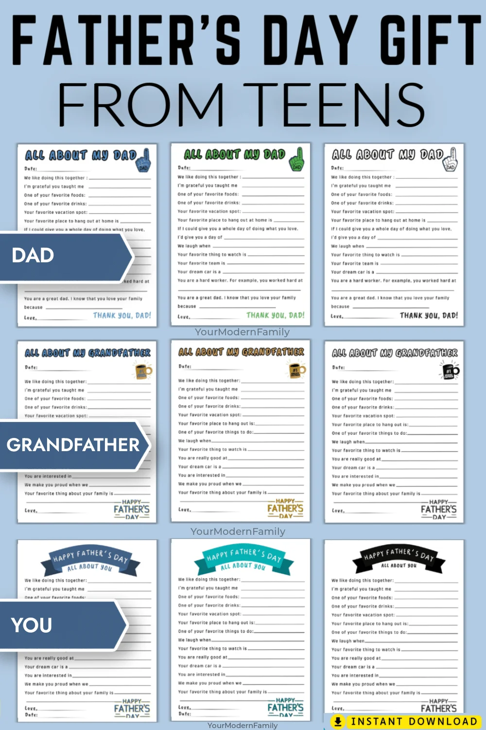 Father’s Day Printables for Teens